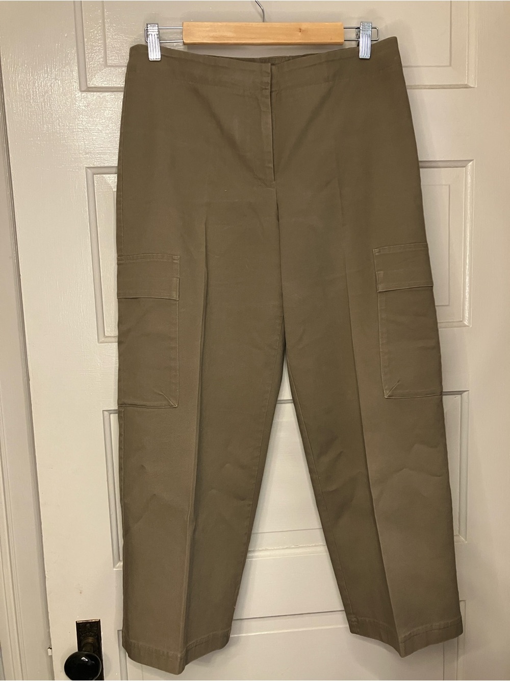 Eileen Fisher Olive Green Straight-Leg Crop Cargo Pants size Small